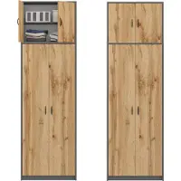 BDW , Armoire avec 5 étagères, Tom, graphite / chêne wotan, 235x75x35cm