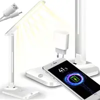 Retoo Lampe de bureau LED avec fonction de charge Lampe de lecture Lampe de travail Lampe de bureau Lampe de table de nuit pivotante Pliante 10W