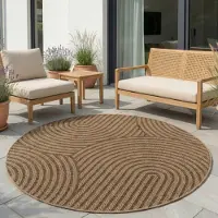 Carpetsale24 Tapis Intérieur Extérieur Imperméable Aspect Naturel Jute Idéal pour Salon Cuisine Terrasse et Balcon, Taille: 160 cm Rond