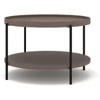 FURNLUX Table basse Puffin gris brun et noir 84 cm / Couleur principale : brun / Dimensions : 84 x 54 x 84 cm