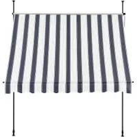In And OutdoorMatch Store à pince Kolo - Store extensible - Bleu foncé et blanc - 300 x 120 cm - acier et tissu - hydrofuge - protection UV