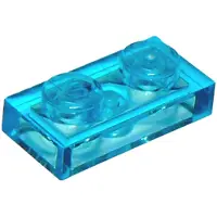 LEGO 50x 1x2 plaques 3023 - Plate Trans - Bleu clair - Trans-Light Blue