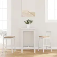 Prolenta Maison Exclusive - Tabourets de bar avec coussins, 2 pièces, blanc, bois massif, hévéa