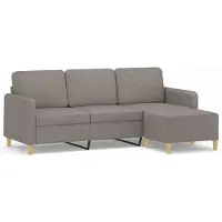 Syfax Canapé à 3 places avec repose-pieds Taupe 180 cm Tissu