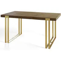 Alpi Möbel Table de salle à manger rectangulaire ROSA, dimensions : 160 x 90 x 77 cm, table de salon, couleur : LEFKAS, avec pieds en métal de couleur or