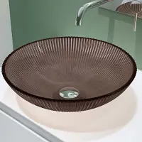 Doporro Lavabo à Poser Vasque en Verre Café Lave Mains Ovale de Salle de Bains Petit Lave-Mains pour WC 40x40x12 cm Minerva06