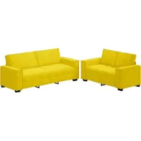 Syfax Ensemble canapé 2 pcs avec coussins velours jaune