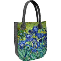 Arco Sac en feutre City avec imprimé iris – Sac à main pour femme en feutre écologique, avec fermeture à glissière, format A4, capacité de charge jusqu'à 10 kg, 42 x 35 cm