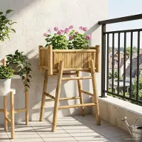 Prolenta Maison Exclusive - Jardinière d'extérieur avec support, style naturel, 50 x 38 x 74 cm, en bambou