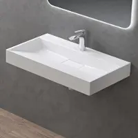 Doporro Lavabo Suspendu avec Bonde Vasque à Poser Blanc Mat 70x46x11cm Lave Mains Rectangulaire avec Perçage de Robinet Colossum19