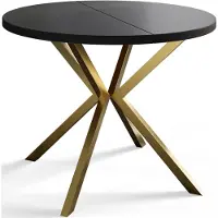 Alpi Möbel AlpiMeble Table de salle à manger ronde LOFT LITEN, table extensible diamètre : 100 cm/180 cm, table de salon, couleur : noir, avec pieds en métal doré