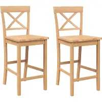 Syfax Tabourets de bar (lot de 2) en bois massif naturel et caoutchouc