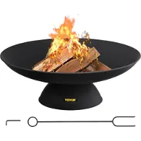 Vevor Braséro Extérieur de Jardin Diamètre du Bol 76 cm Bol de Feu Extérieur Fonte Durable Peint en Noir Braséro Barbecue Bâton de Bois de Chauffage Fourni pour Profiter de Rassemblements Chaleureux