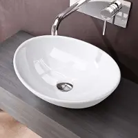 Doporro Lavabo vasque à poser blanc 42cm lave main en céramique Bruxelles205 42x34x14,5cm