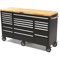 HBM Chariot à outils mobile avec plan de travail en bois - 146 cm - noir