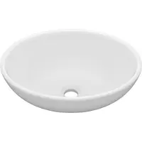 Syfax Lavabo ovale de luxe Blanc mat 40x33 cm Céramique