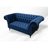 AEA Design Chesterfield Canapé 2 places Textile Bleu Canapés rembourrés Bleu