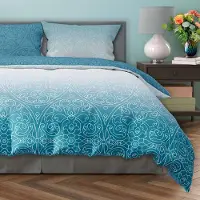 Faro Linge de lit, parure de lit en satin, haute qualité 200x220 Milagro Verde 015 Motifs turquoise