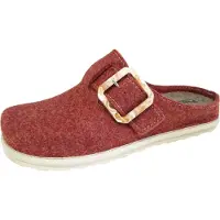 Fischer Pantoufles pour femme en feutre, grande boucle, semelles amovibles, 645009, pointure : 40 EU, couleur : rouge