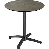 Essentials Table de terrasse X Cross, structure noire + plateau HPL effet marbre Midnight, Ø 70 cm, 1 pièce