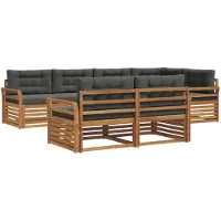 vidaXL Ensemble de canapés d'extérieur avec coussins 7 pièces Nature et Anthracite