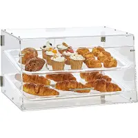Vevor Présentoir à Pâtisserie à 2 Niveaux Vitrine de Boulangerie Transparente en Acrylique Étagère Présentation Pâtisserie Amovible pour Pain Viennoiserie Dessert Bonbons Bar Café Magasin Restaurant