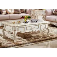 AEA Table basse royale 130x73 Table Canapé Table d'appoint Tables Blanc Bois