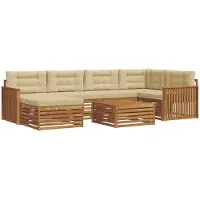 vidaXL Ensemble de canapés d'extérieur avec coussins 7 pièces Nature et Beige