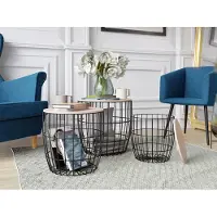 Mirjan 24 Ensemble de 3 tables basses BASIC – noir / marron