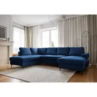 Miuform Lofty Lilly - Canapé d'angle avec fonction lit et sommier U-FORM LINKS - 303 x 197 cm - Bleu marine - Canapé Canapé lit Canapé