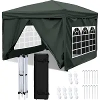 Aopunly Pavillon 3x3m, Chapiteau pliable Tente de jardin, protection UV, avec éléments latéraux pour jardin terrasse fête Gris