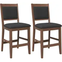 Syfax Tabourets de bar avec coussins (lot de 2) en bois massif marron et caoutchouc