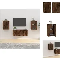 vidaXL Armoires murales TV 2 pcs. Chêne fumé 40x34,5x60 cm - Meuble TV