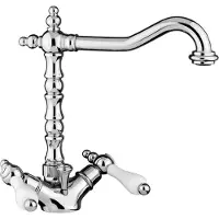 Casa Padrino Art Nouveau Rétro Robinet de lavabo monotrou argent / blanc H. 26,5 cm - Robinet de lavabo Italy