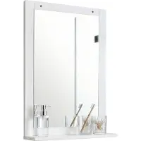 VCM Miroir de salle de bain - miroir suspendu avec étagère, design moderne, dimensions env. H. 70 x W. 50 x D. 12 cm, miroir mural pour couloir et couloir, Flonali