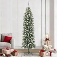 vidaXL Meubles haut de gamme Arbre de Noël artificiel élancé Vert et blanc 240 cm - 7590376
