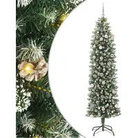 Syfax Arbre de Noël artificiel slim avec 300 LED Vert et blanc 240 cm