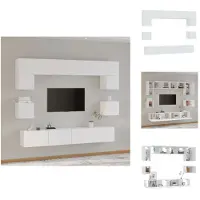 vidaXL Ensemble de 8 meubles TV Blanc Matériau dérivé du bois - Meubles TV