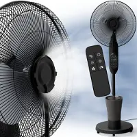 Aktivshop Ventilateur à refroidissement par eau, ventilateur sur pied silencieux d'une puissance de 75 watts, trois vitesses, humidification de l'air, télécommande, fonction rotation
