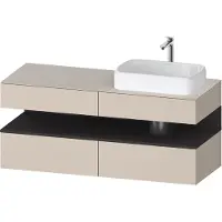 Duravit Collection One Meuble sous-vasque sur console, 2 tiroirs, 2 coulissants, découpe à droite, 1400x550x600mm, niche graphite super mate, QA4766080830000