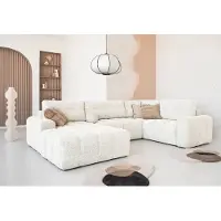 Miuform Lulu Canapé d'angle avec fonction lit et coffre de lit U-FORM DROITE - 333 x 213 cm - Beige - Canapé Canapé-lit Canapé modulable