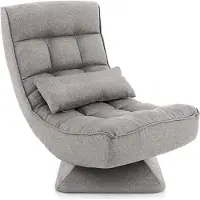 Costway Fauteuil de sol pivotant à 360°, chaise de sol avec dossier et coussin lombaire, canapé de sol réglable en 4 positions, Lazy Sofa chaise de fenêtre chaise de méditation pliable (gris)