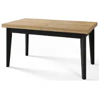 Alpi Möbel Skandi Table de salle à manger, rectangulaire, extensible, dimensions : 200-300 x 100 x 78 cm, table de salon, couleur : Craft, avec pieds en bois de couleur noire