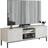 Mirjan 24 Meuble TV bas Querty 2D 05, Loft Salon Sélection, Commode TV moderne, Élégant Meuble TV (Couleur : Blanc)