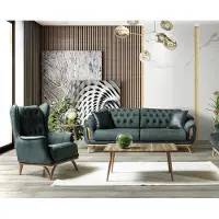 AEA Wohnzimmer Set Hochwertig Sitzgruppe Sofa 3 Sitzer luxuriöse Sessel Polster Grün