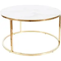Feldmann-Wohnen Table basse de salon Sabine 80 x 80 x 45 cm, marbre blanc et doré