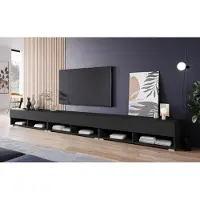 MINIO go for it , meuble TV « ANNE », 300 cm, avec éclairage LED, noir graphite