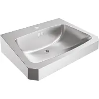 Kwc Meuble de salle de bain , modèle ANIMA, en acier inoxydable, dimensions 600 x 150 x 480 mm, avec débord et robinet intégré