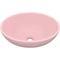 Syfax Lavabo ovale de luxe Rose mat 40x33 cm Céramique