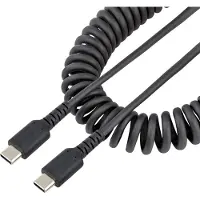 StarTech.com .com Câble de Charge USB-C de 50cm - Adaptateur USB-C vers USB-C Enroulé à Usage Intesif - Câble Thunderbolt 3 en Fibre Aramide Robuste - Cordon USB-C vers USB-C M/M - Chargeur USB-C Noir